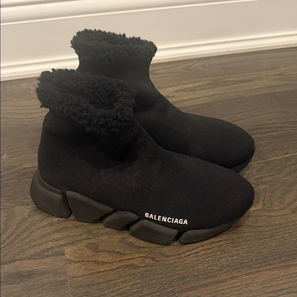 Balenciaga Black Knit High-Top Sneakers